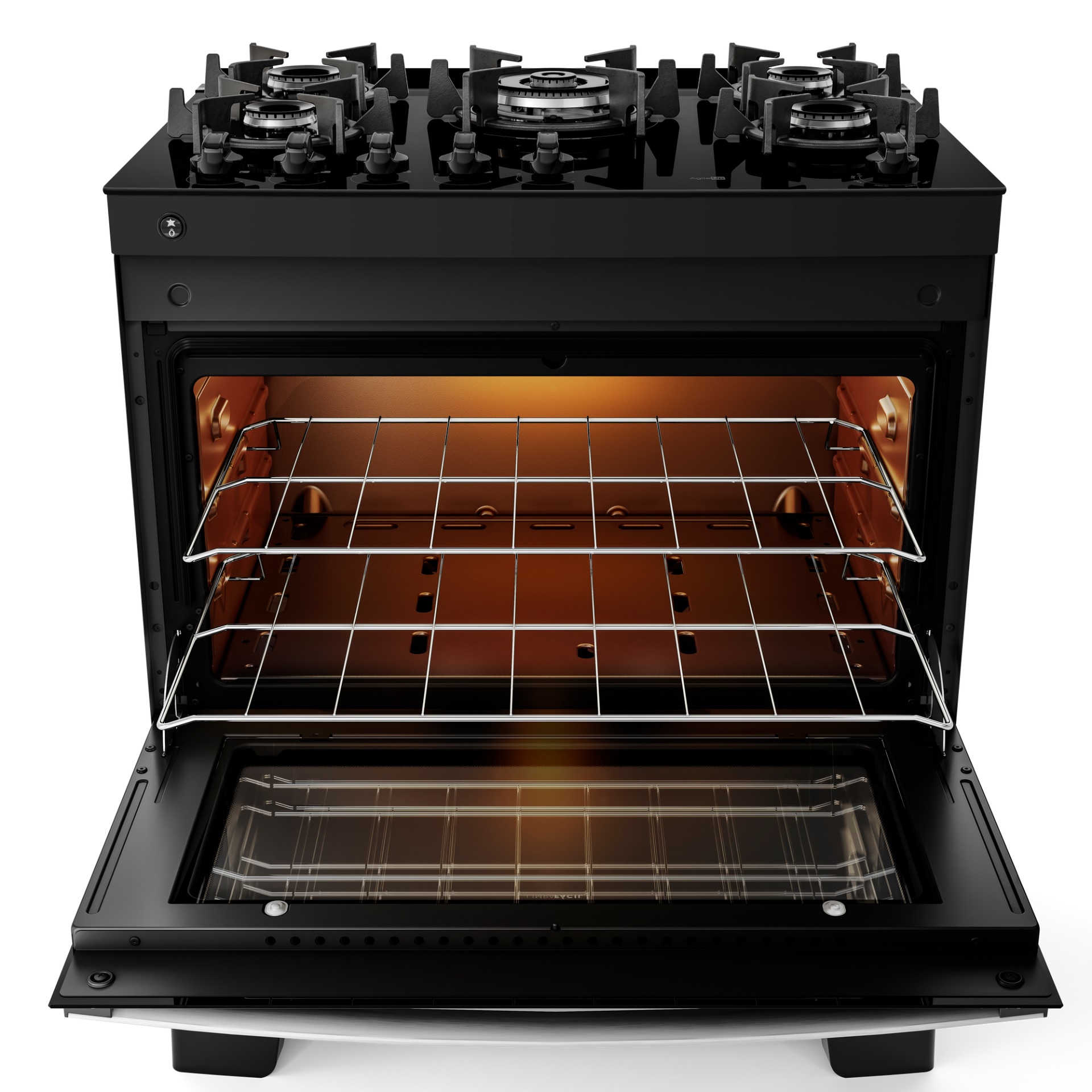 Fogão 5 Bocas Preto com Mesa de Vidro Atlas Agile Up Bivolt