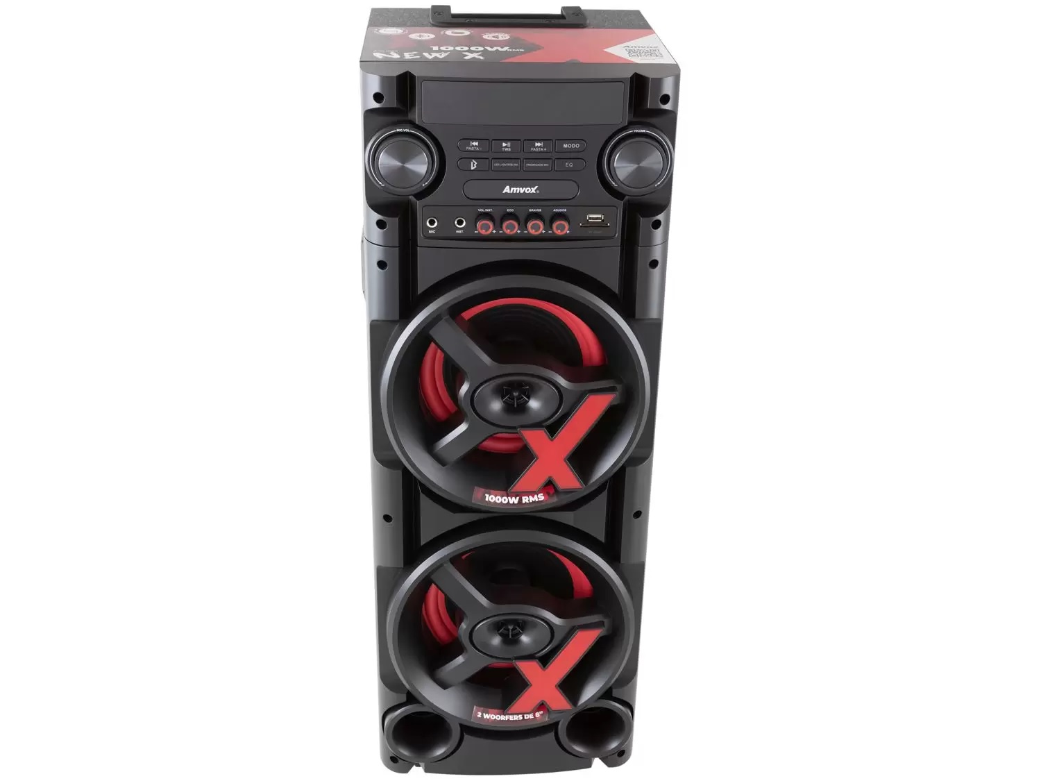 Caixa de Som Torre AMVOX ACA 1000 NEW X – Bluetooth 1000W RMS Amplificada