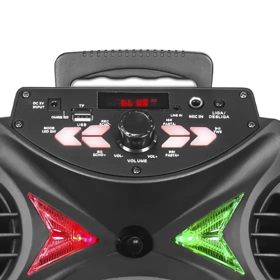 Caixa de Som Amplificada Amvox Portátil 250W RMS Bluetooth Rádio FM ACA 255 Hit Bivolt